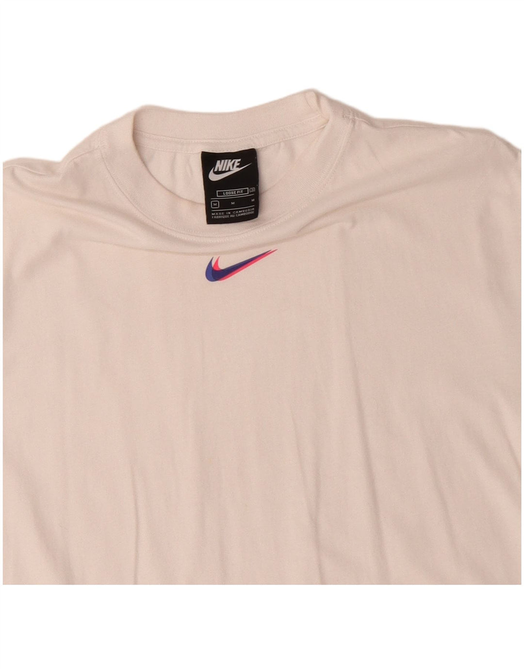 NIKE Womens Loose Fit T-Shirt Top UK 14 Mittelweiße Baumwolle