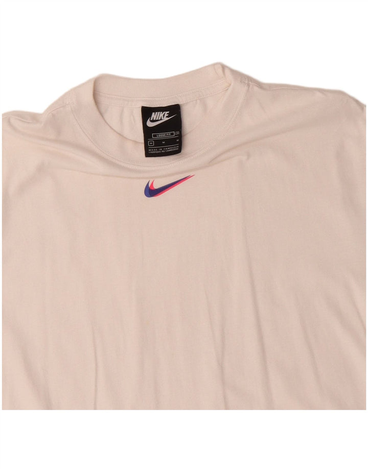 NIKE Womens Loose Fit T-Shirt Top UK 14 Mittelweiße Baumwolle