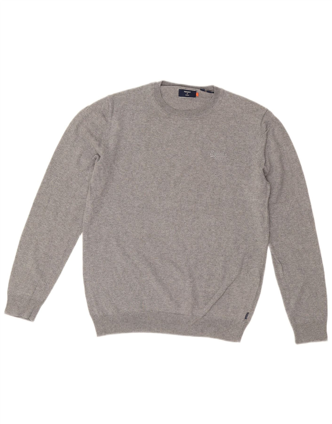 SUPERDRY Womens Crew Neck Jumper Sweater UK 14 Medium Grey Cotton