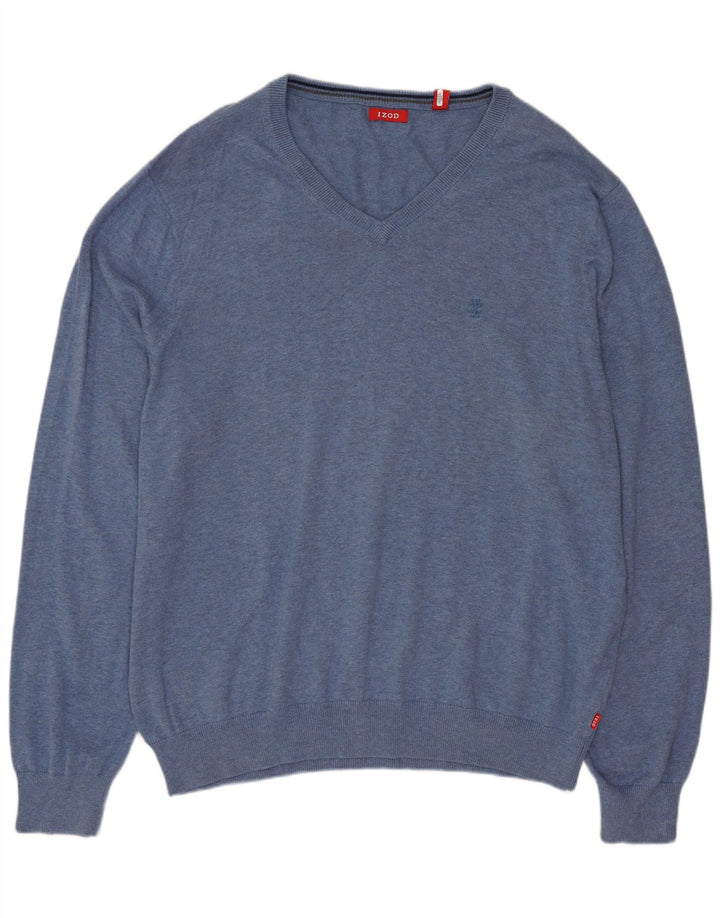 IZOD Herren-Pullover mit V-Ausschnitt, groß, aus blauer Baumwolle