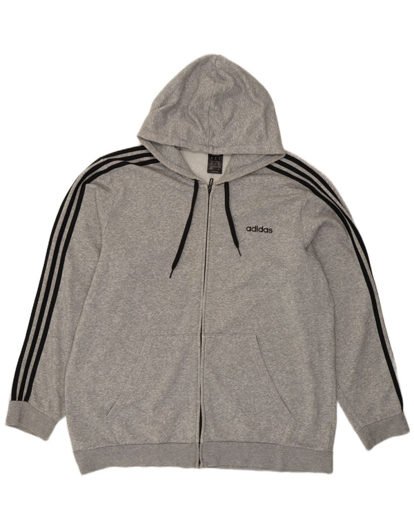Adidas Herren Zip Hoodie Pullover 2XL Grau gefleckte Baumwolle
