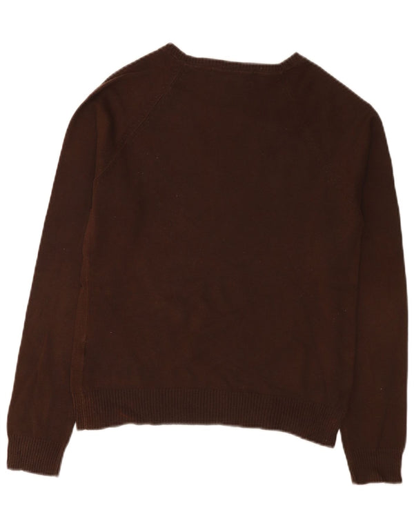 Zara Damen-Pullover mit V-Ausschnitt, UK 12, mittelbraune Baumwolle