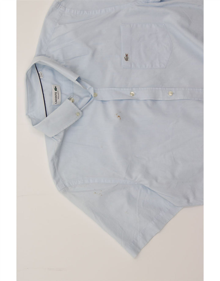 LACOSTE Mens Short Sleeve Shirt Size 40 Medium Blue Cotton Vintage Lacoste and Second-Hand Lacoste from Messina Hembry 