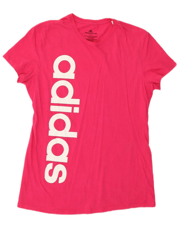 Adidas Damen Grafik T-Shirt Top UK 16 Large Rosa Baumwolle