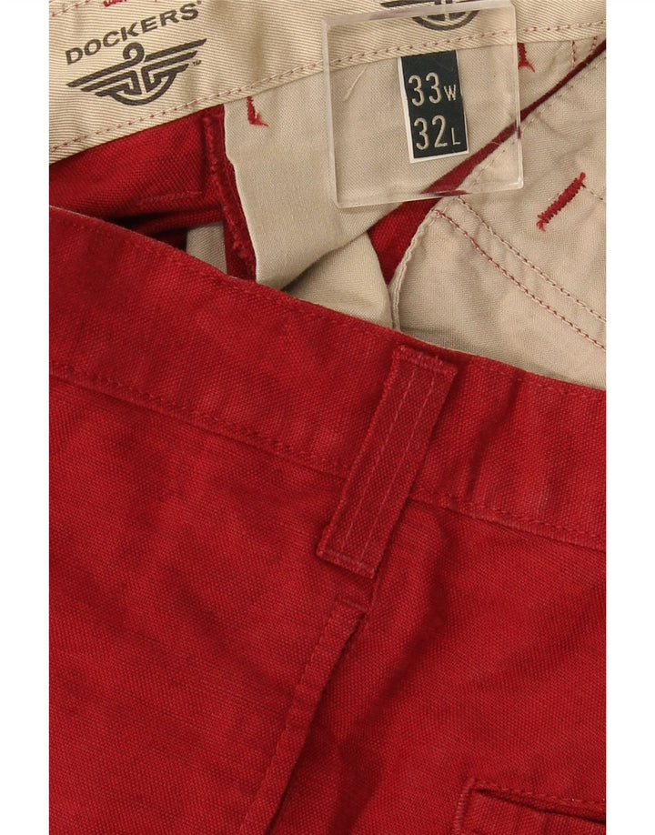 Dockers Herren Khakis Straight Chino Hose W33 L32 Rot