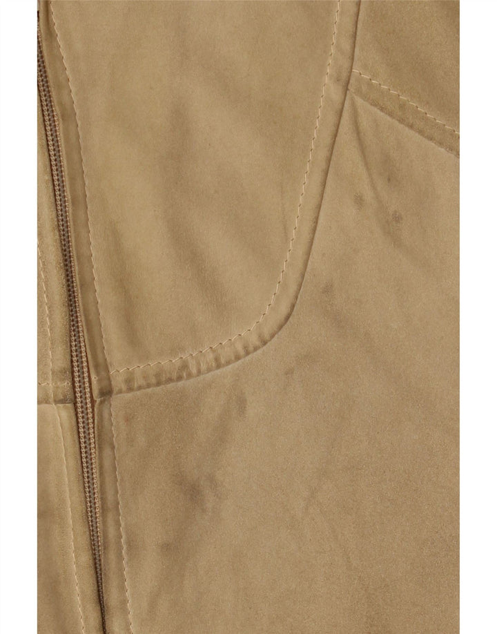Vintage Herren Wildleder Bomberjacke UK 38 Medium Beige