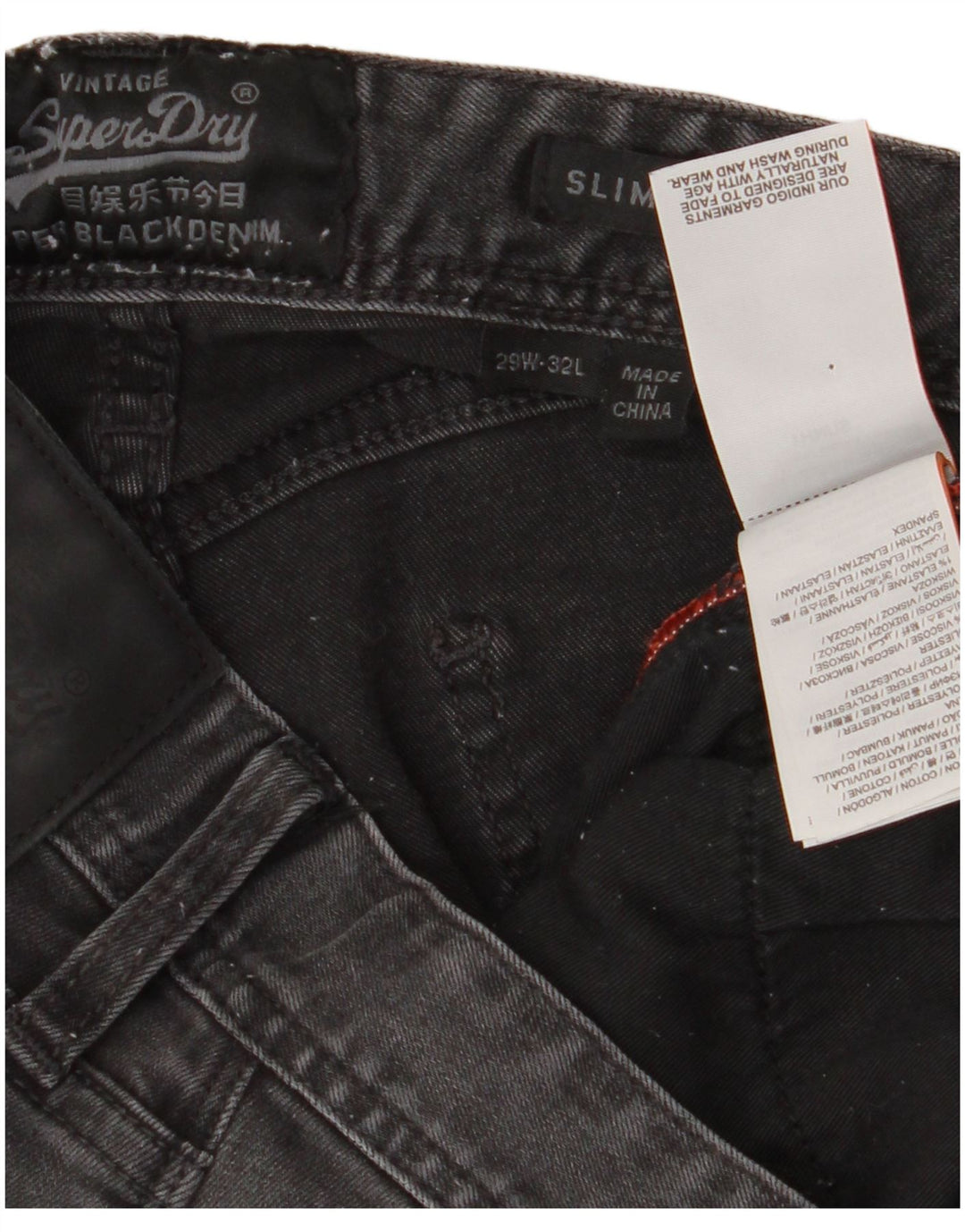 Superdry Herren Slim Jeans W29 L32 Graue Baumwolle