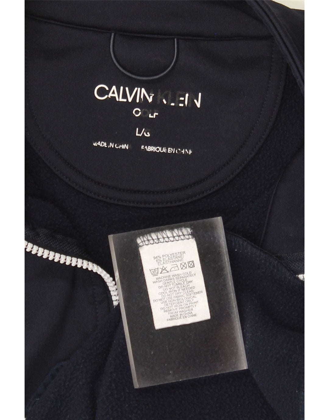 Calvin Klein Herren-Trainingsanzug-Oberteil, große marineblau gestreifte Polyesterjacke