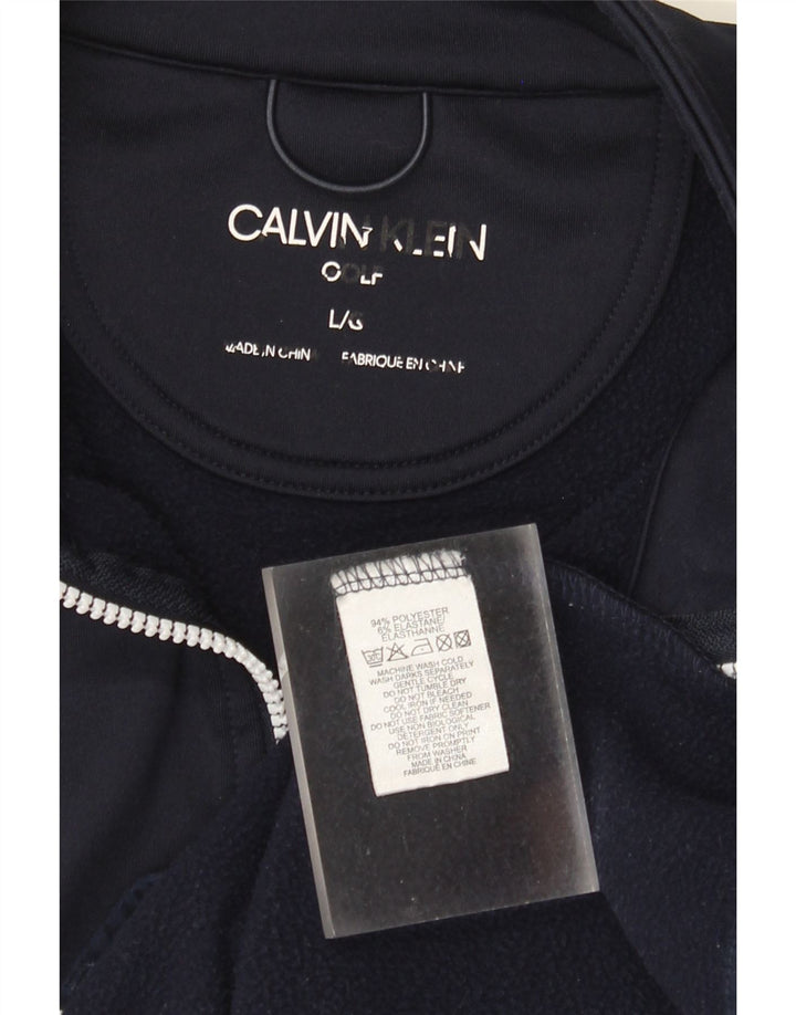 Calvin Klein Herren-Trainingsanzug-Oberteil, große marineblau gestreifte Polyesterjacke
