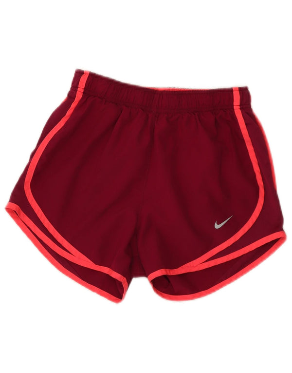 Nike Damen Dri Fit Sportshorts UK 4 XS Burgunderfarbenes Colourblock-Polyester