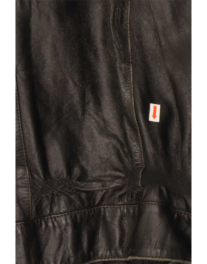 Vintage Herren Lederjacke IT 56 3XL Schwarzes Colourblock-Leder