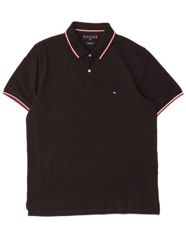 Tommy Hilfiger Herren Slim Fit Poloshirt 2XL schwarz gestreift aus Baumwolle