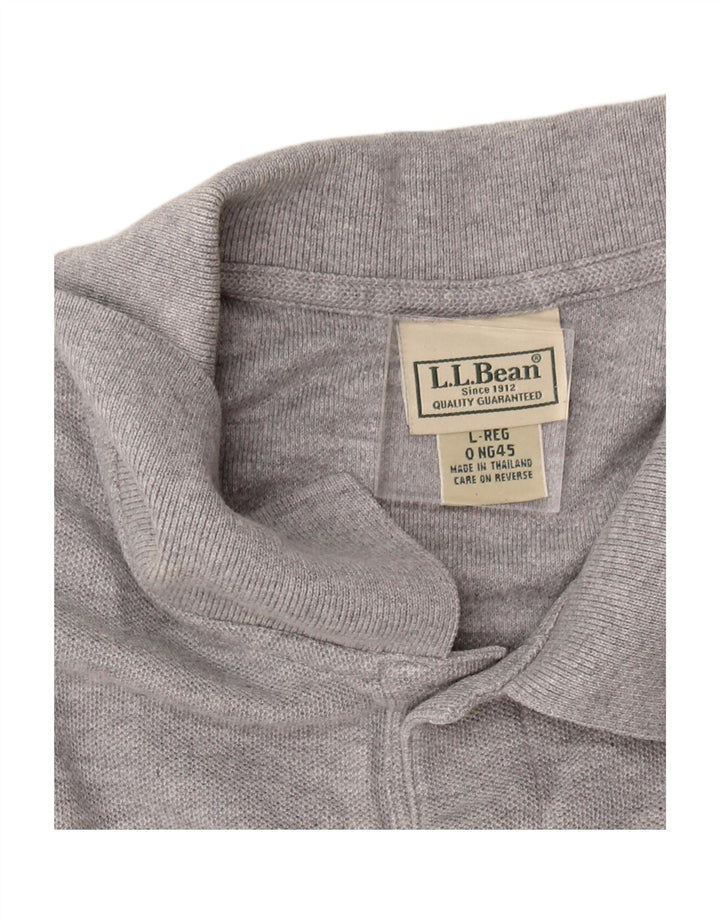 L.L.BEAN Mens Polo Shirt Large Grey Cotton