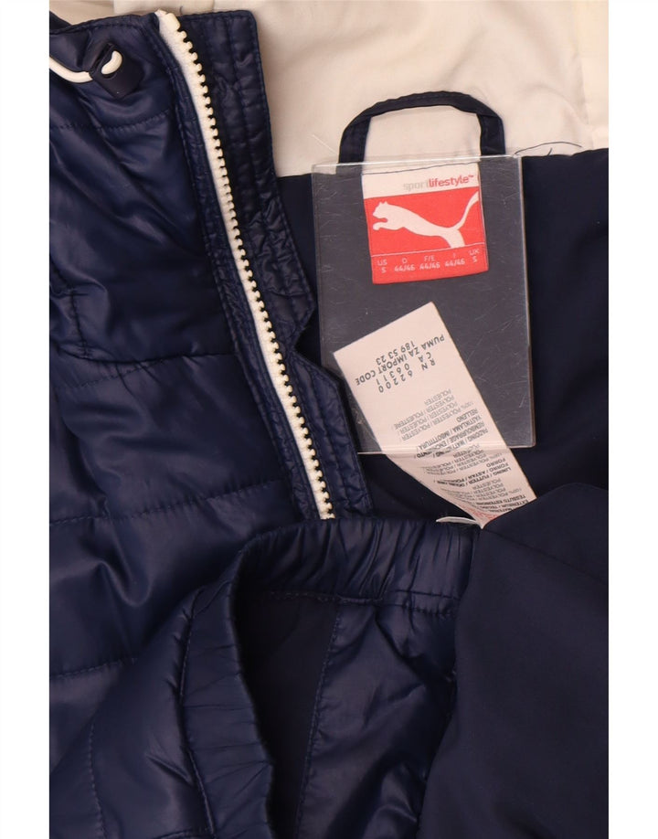 Puma Herren-Jacke mit Kapuze, gepolstert, Größe 36, klein, blau, Colourblock-Polyester