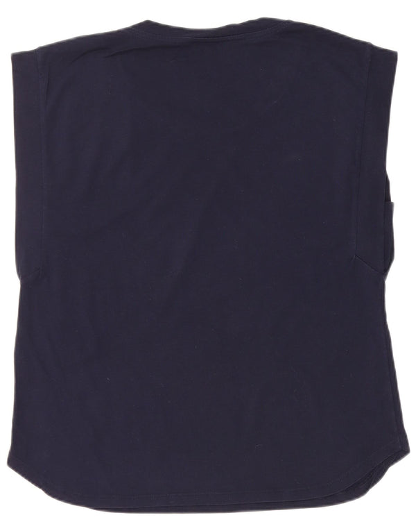 Benetton Damen-Trägershirt UK 12 Medium Marineblau Baumwolle
