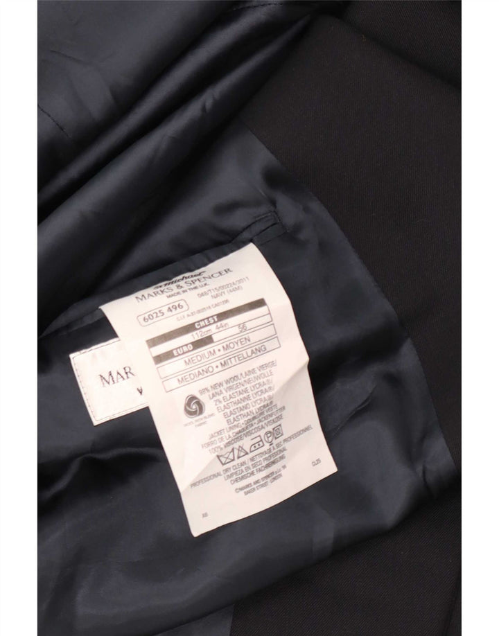 Marks & Spencer Herren-Blazer mit 2 Knöpfen, UK 44, XL, schwarze Wolle