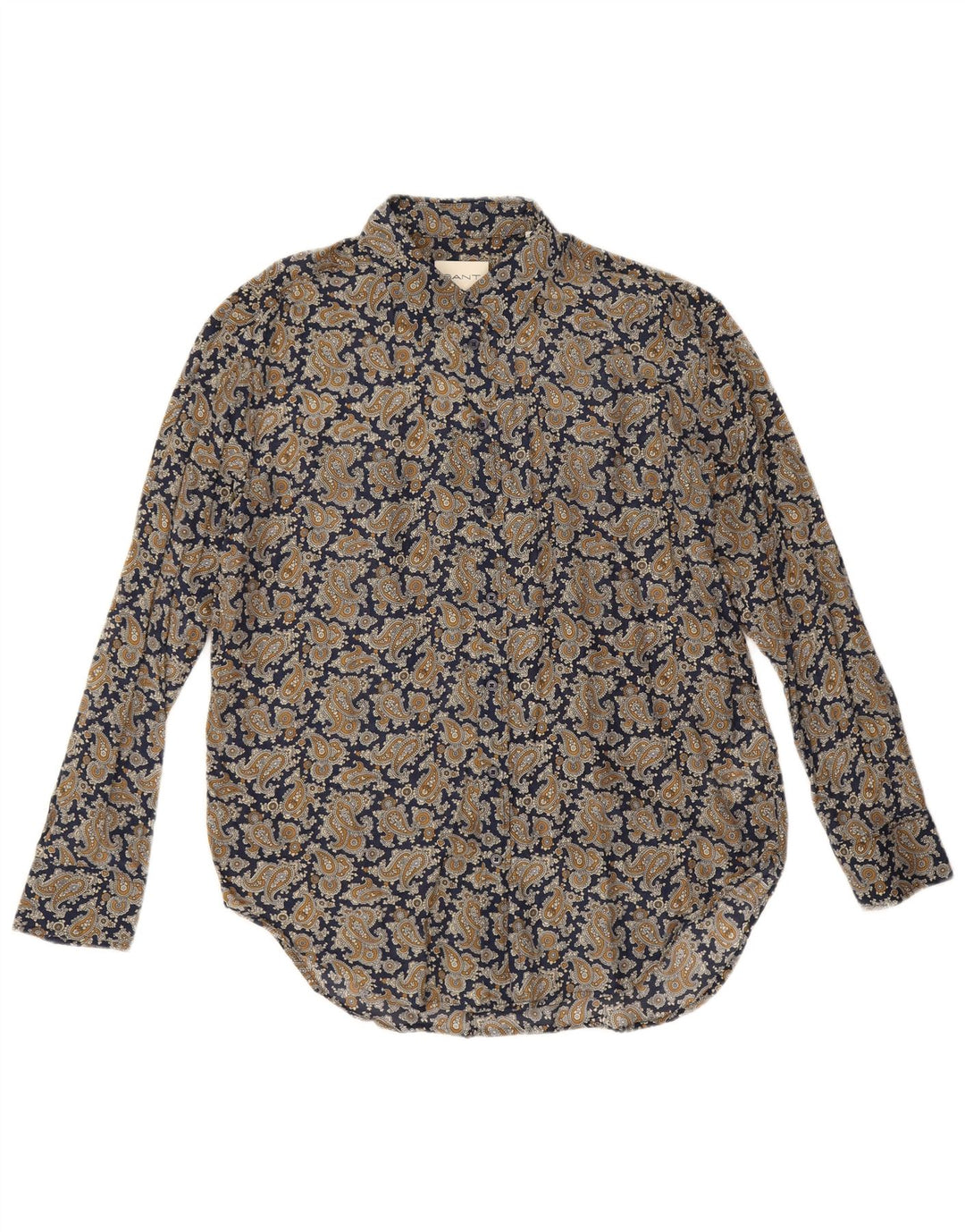 Gant Damen-Oversize-Hemd, Größe S, Marineblau, Paisleymuster, Baumwolle