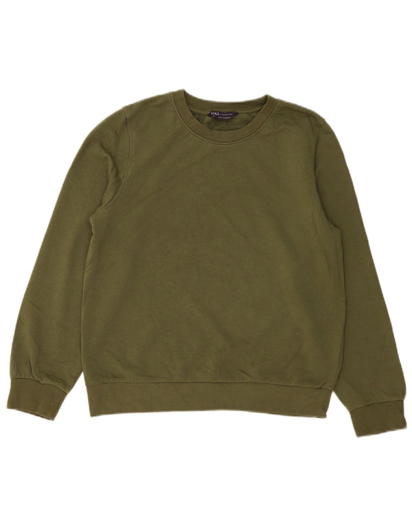 Marks & Spencer Damen Sweatshirt Pullover UK 12 Medium Khaki Baumwolle