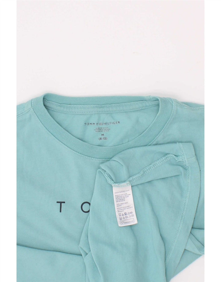 Tommy Hilfiger Jungen-T-Shirt mit Grafik, 8–9 Jahre, mittelblaue Baumwolle
