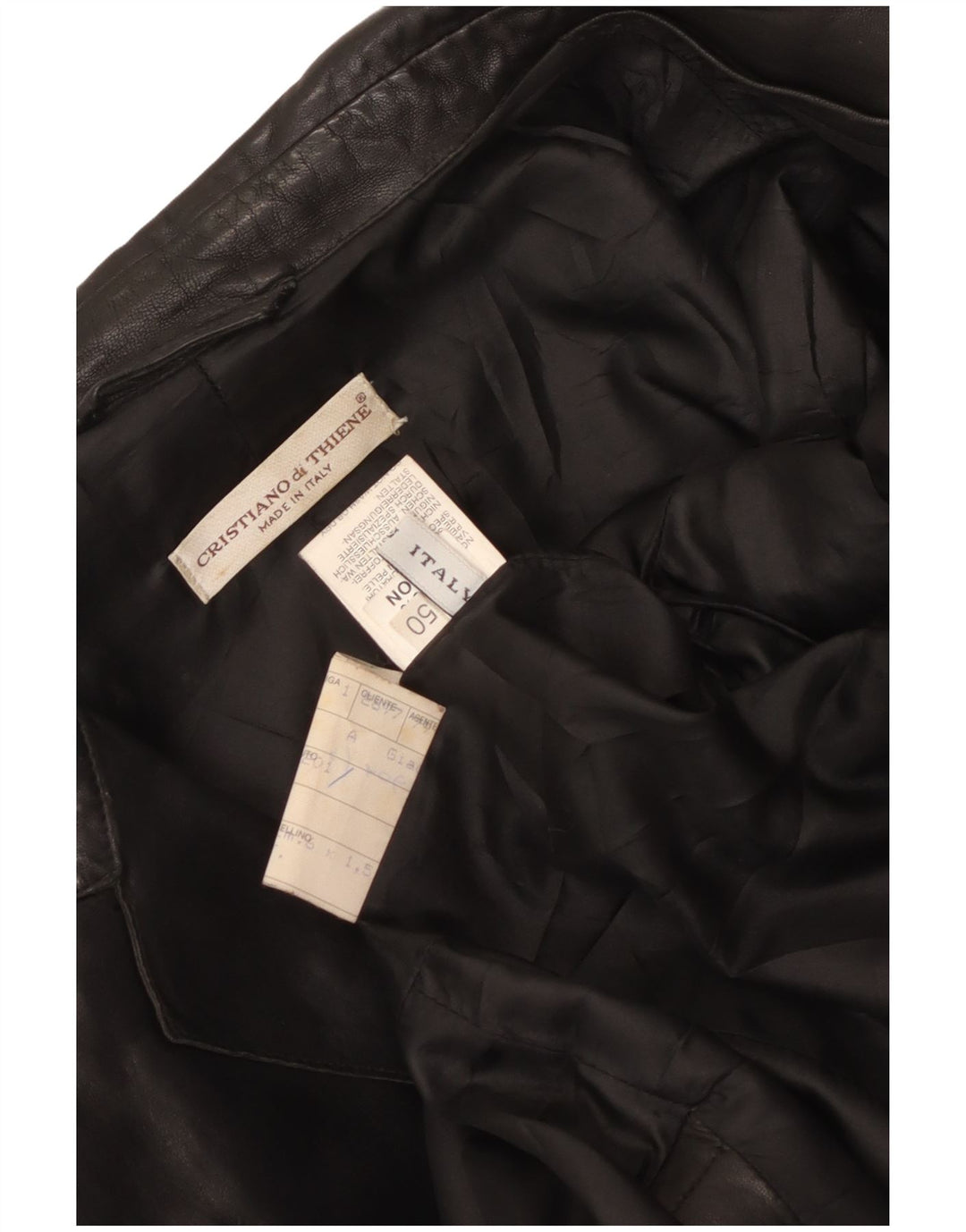 Cristiano Di Thiene Herren Lederjacke UK 36 Small Schwarzes Leder