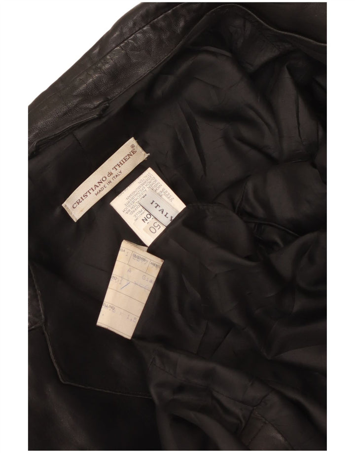 Cristiano Di Thiene Herren Lederjacke UK 36 Small Schwarzes Leder