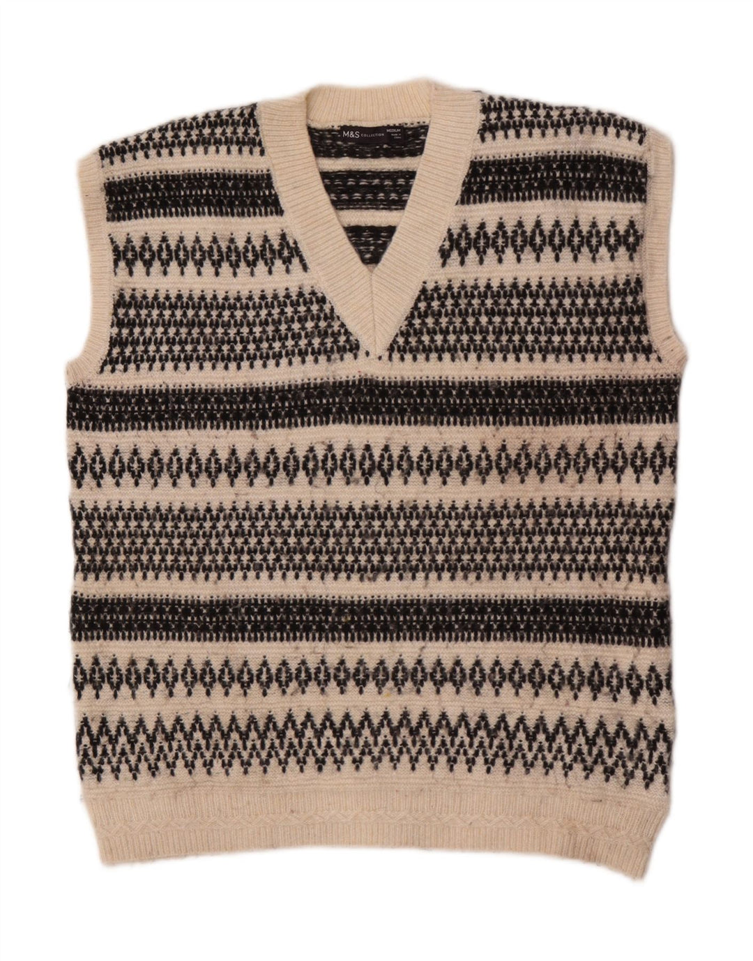 Marks & Spencer Damen Weste Tank Top UK 14 Medium Off White Fair Isle