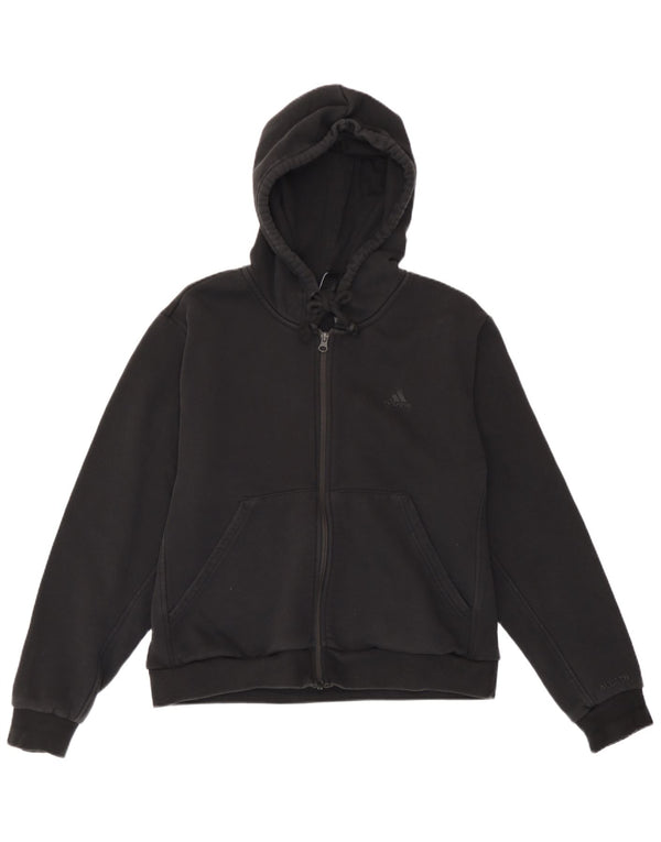 Adidas Damen Zip Hoodie Pullover UK 16/18 Große schwarze Baumwolle