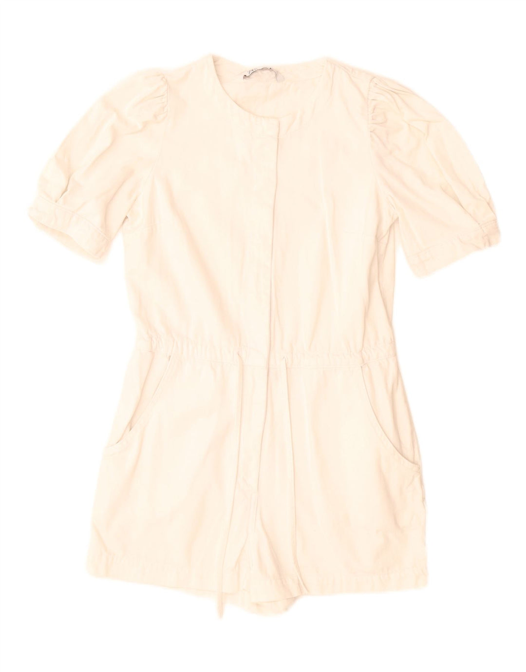 Zara Damen Playsuit UK 10 Small Weiße Baumwolle