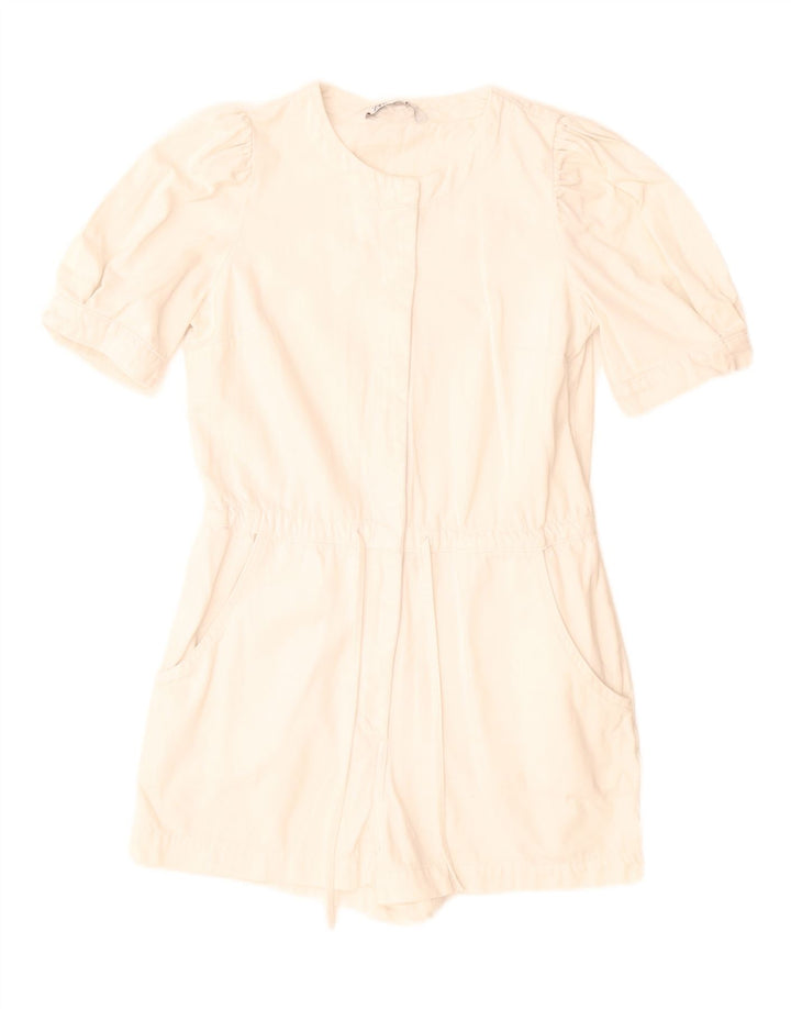 Zara Damen Playsuit UK 10 Small Weiße Baumwolle