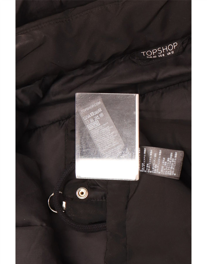 Topshop Damen-Jacke mit Kapuze, gepolstert, UK 12, Mittelschwarz, Polyester