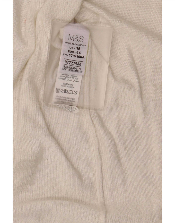 Marks & Spencer Damen Longline Open Cardigan Pullover UK 16 Large Weiß