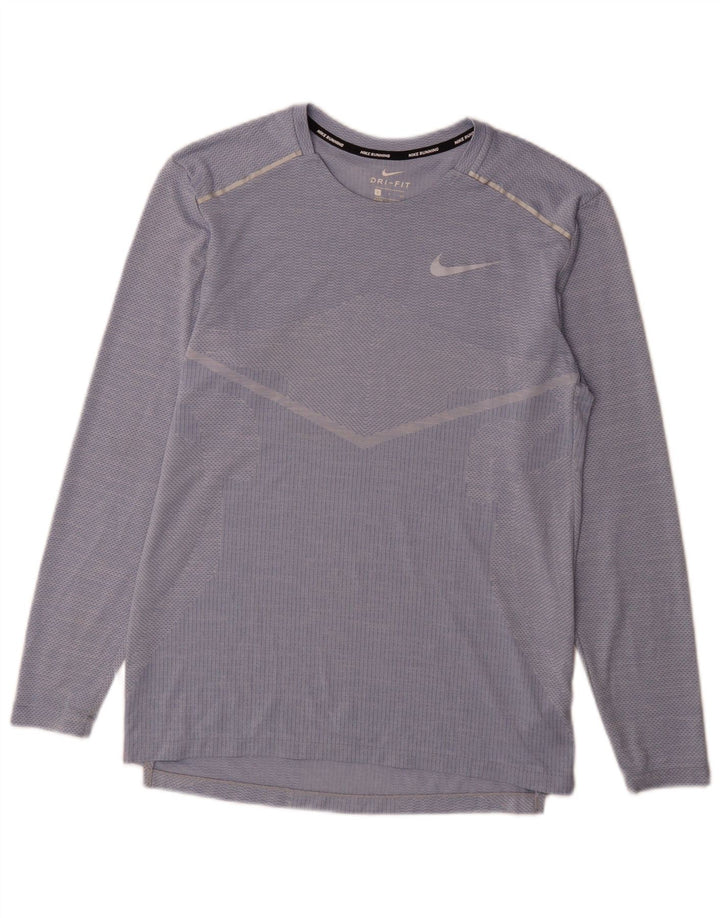 Nike Herren Dri Fit Top Langarm Kleines blaues Nadelstreifen-Polyester