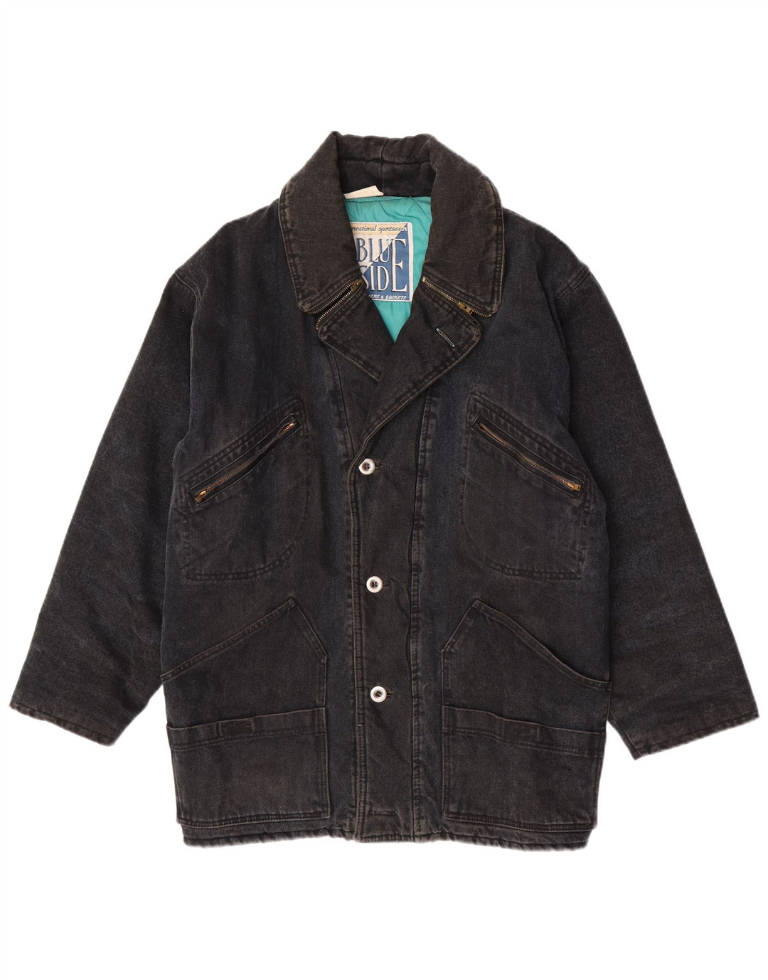 Blue Side Herren Jeansjacke UK 40 Large Schwarz