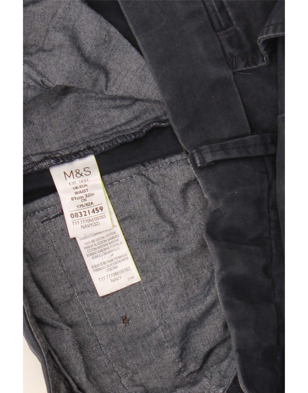 Marks & Spencer Herren-Chinoshorts W32, mittelmarineblaue Baumwolle