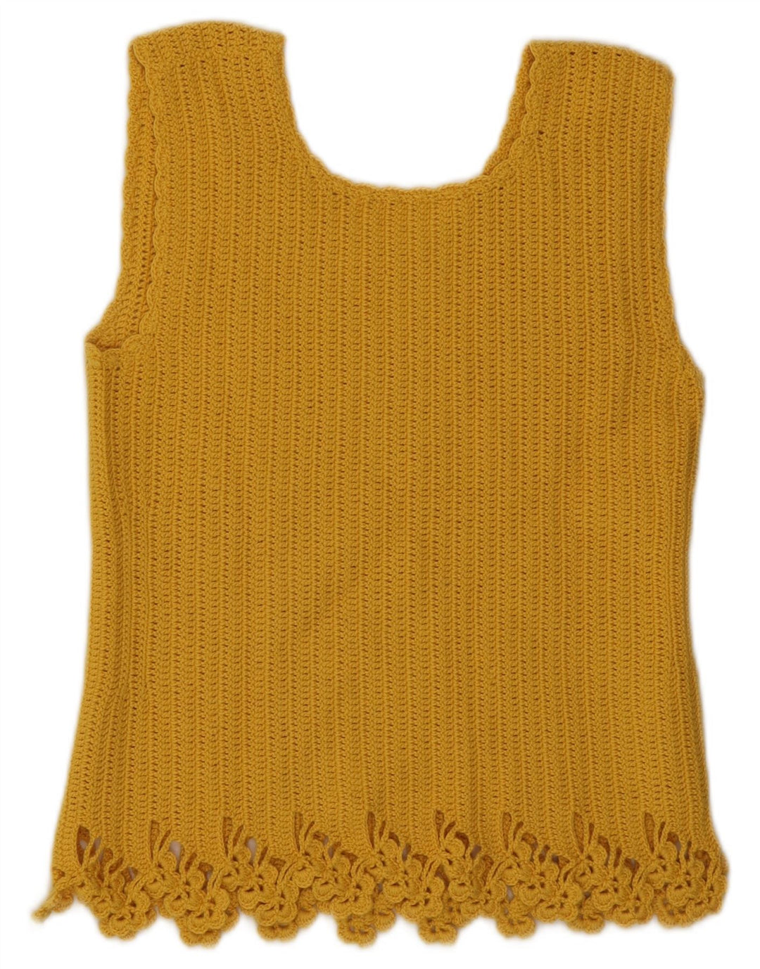 Vintage Damen Häkelweste Top UK 10 Klein Gelb