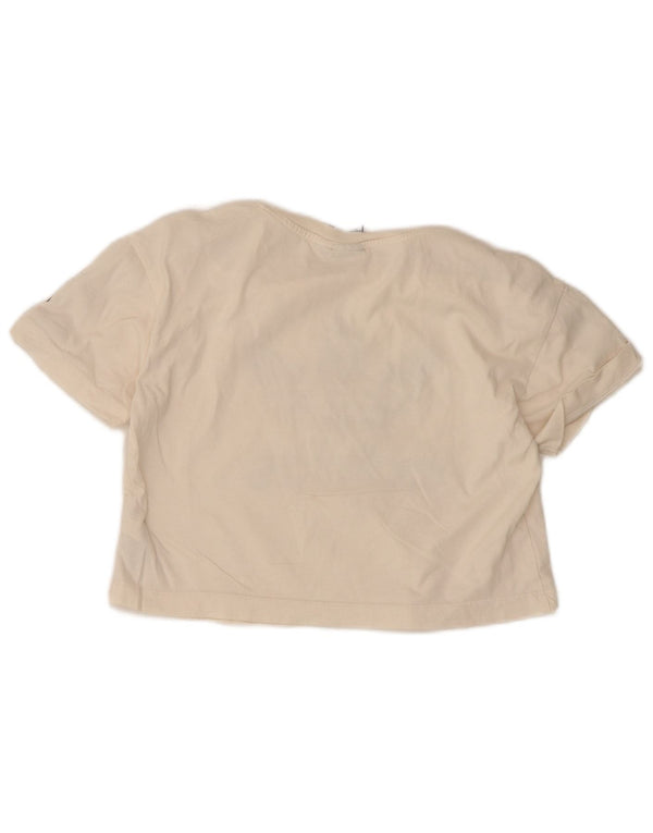 Adidas Damen Crop Graphic T-Shirt Top UK 8 Small Off White Colourblock