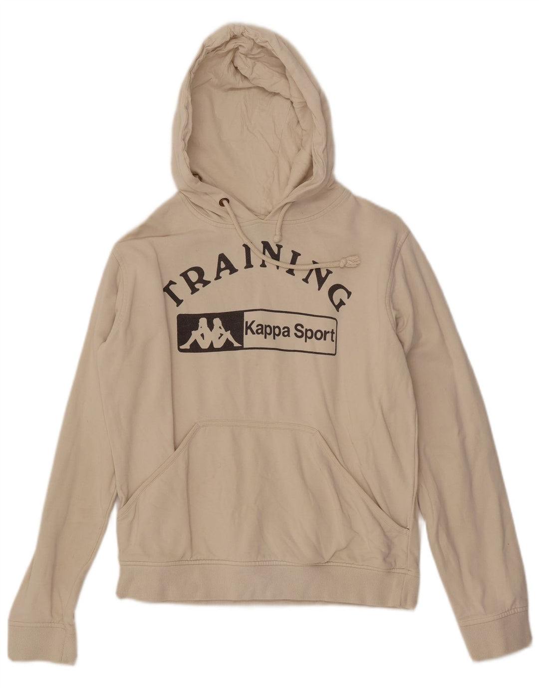 KAPPA Womens Training Graphic Hoodie Pullover UK 14 Medium Off White Baumwolle