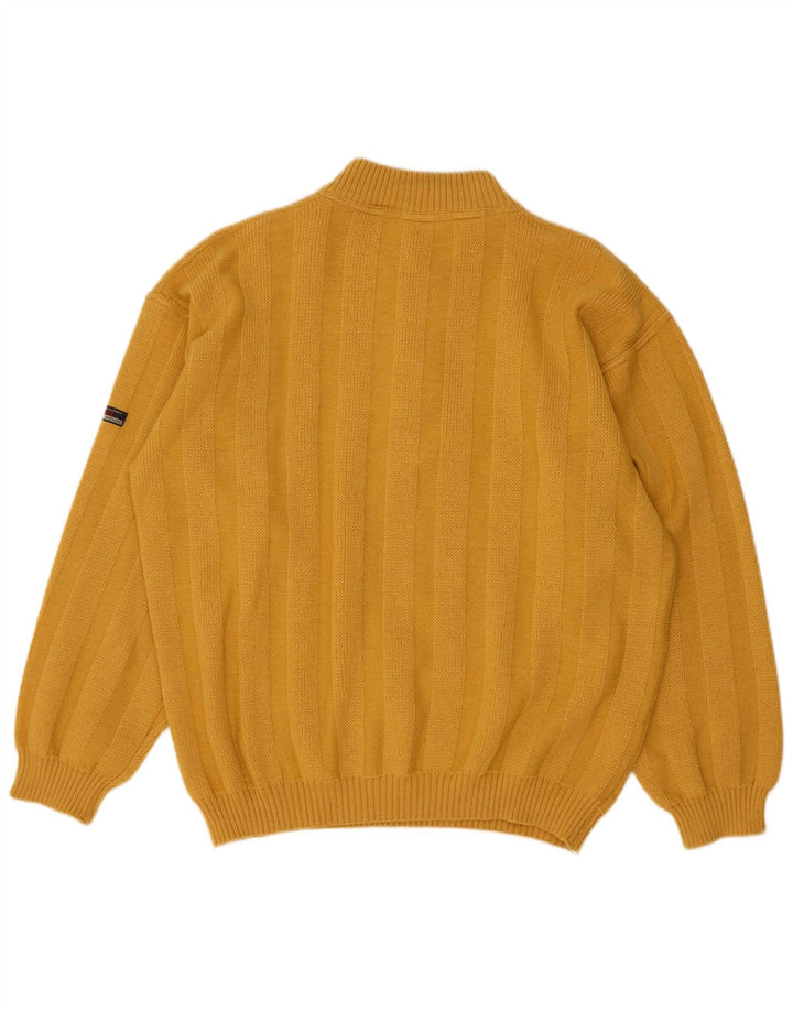 Boat House Herren-Pullover mit Knopfkragen, Größe 52, groß, gelbe Schurwolle