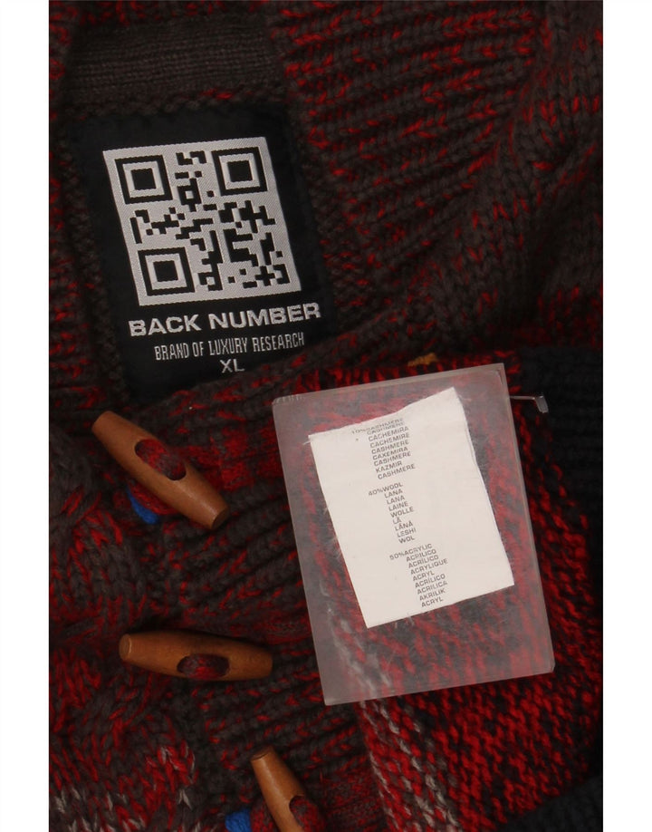 VINTAGE Damen-Pullover mit Knopfkragen, UK 18, XL, Rot, Farbblock