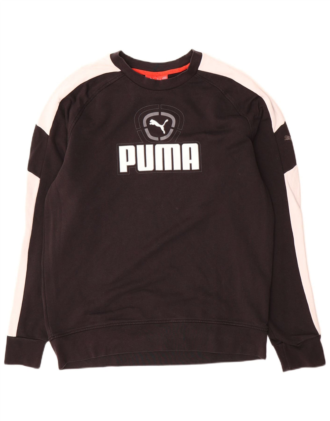 Puma Herren Grafik-Sweatshirt-Pullover, groß, schwarze Farbblock-Baumwolle