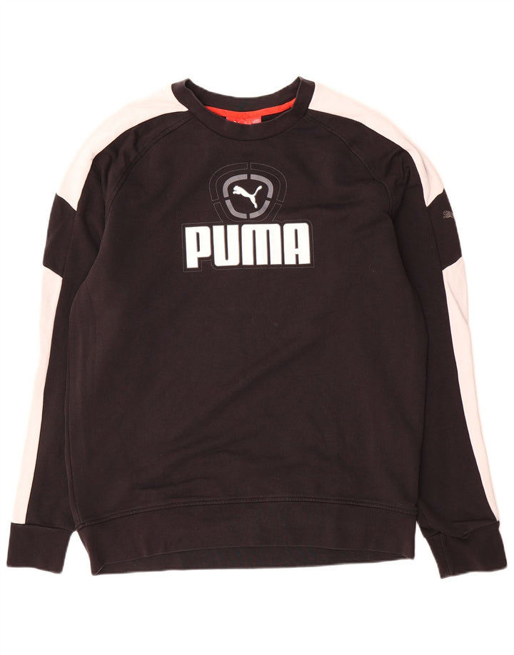 Puma Herren Grafik-Sweatshirt-Pullover, groß, schwarze Farbblock-Baumwolle