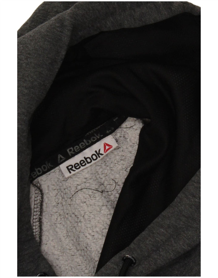 Reebok Womens Graphic Hoodie Pullover UK 12 Mittelgrau Farbblock