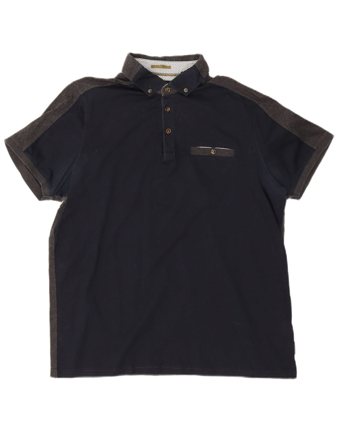 Ted Baker Herren-Poloshirt, Größe 4, groß, marineblau, Colourblock-Baumwolle