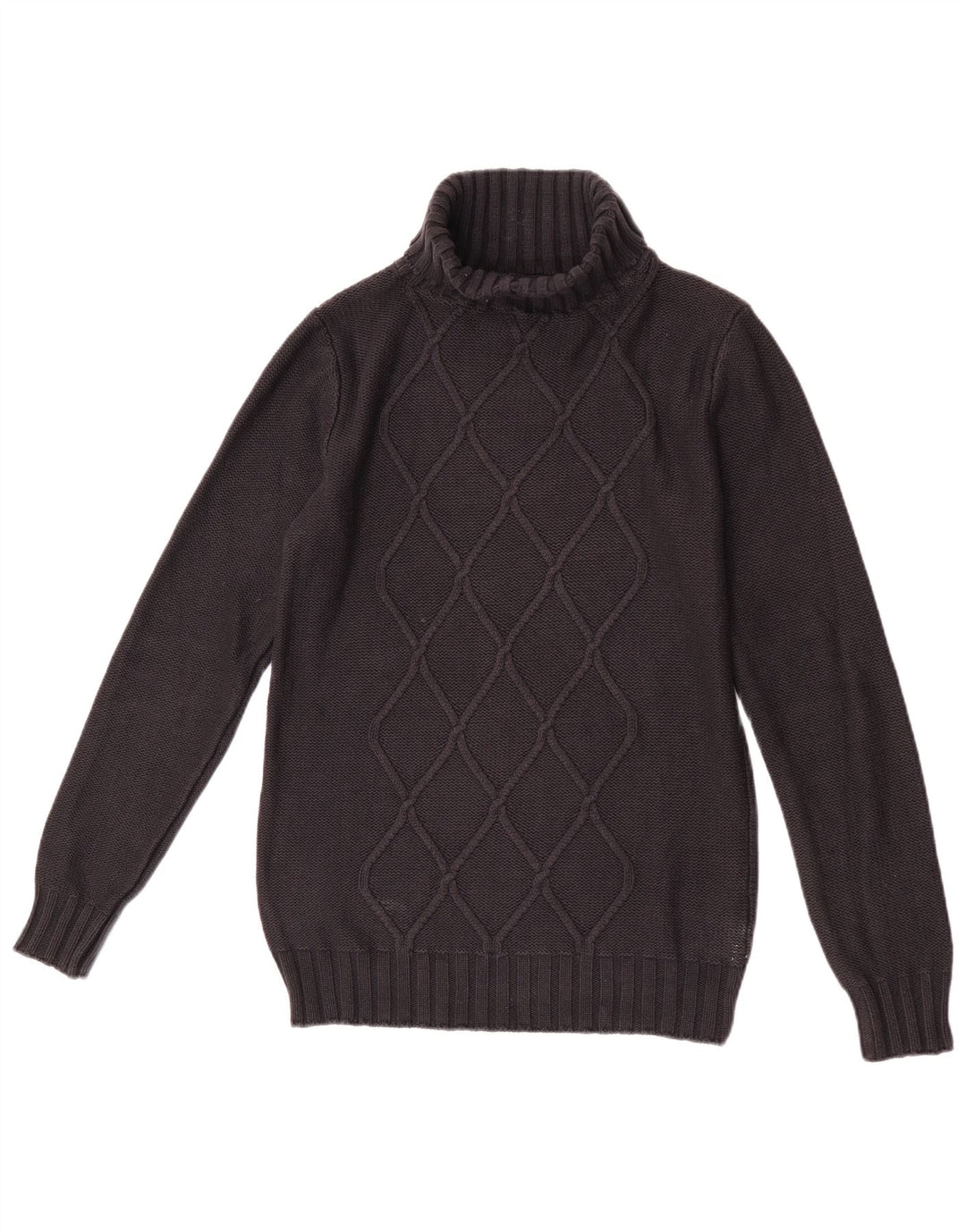 Vintage Damen Rollkragenpullover Pullover UK 12 Medium Schwarz Argyle/Diamant