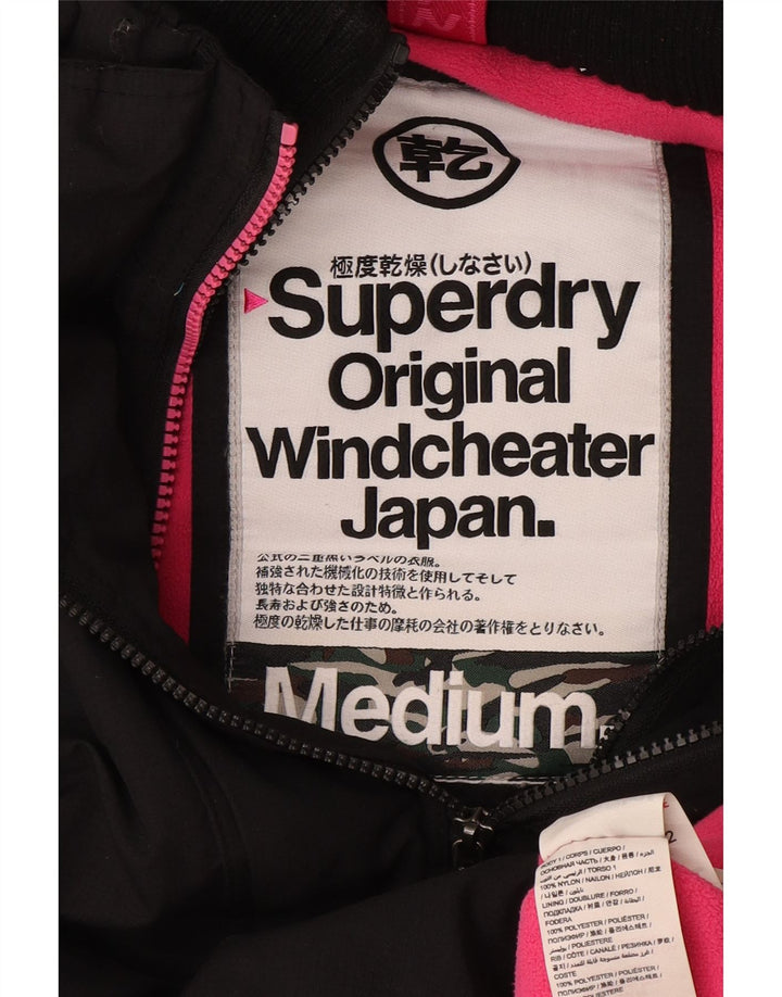 Superdry Womens Graphic Hooded Windjacke UK 14 Mittelschwarzes Nylon