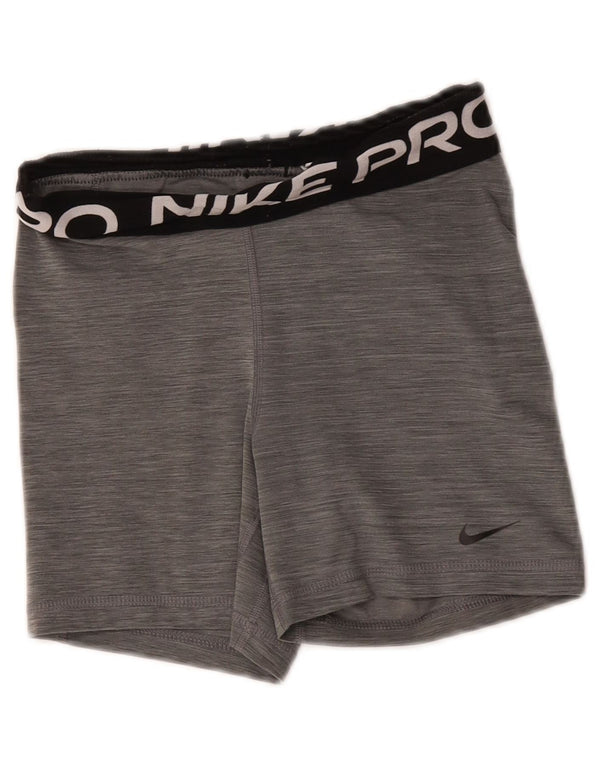 Nike Dri Fit Grafik-Sportshorts für Mädchen, 8–9 Jahre, Größe S, Grau meliert