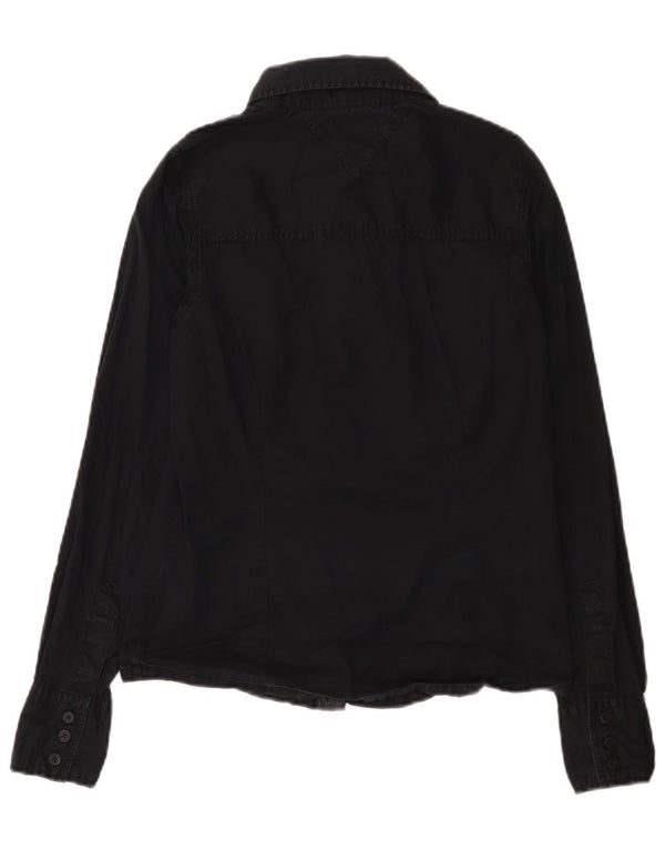 Tommy Hilfiger Damenhemd UK 12 Mittelschwarze Baumwolle