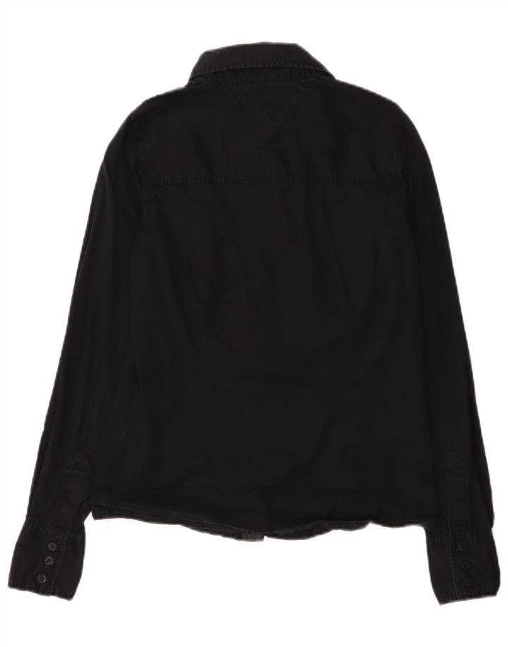 Tommy Hilfiger Damenhemd UK 12 Mittelschwarze Baumwolle