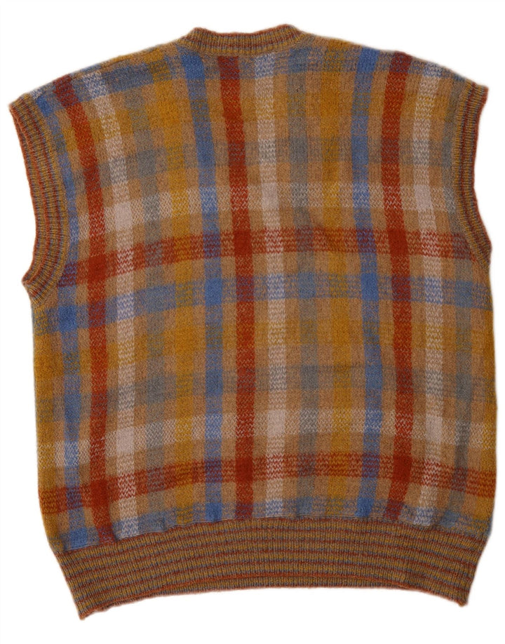 Vintage Herren Weste Tank Top Groß Mehrfarbig Kariert