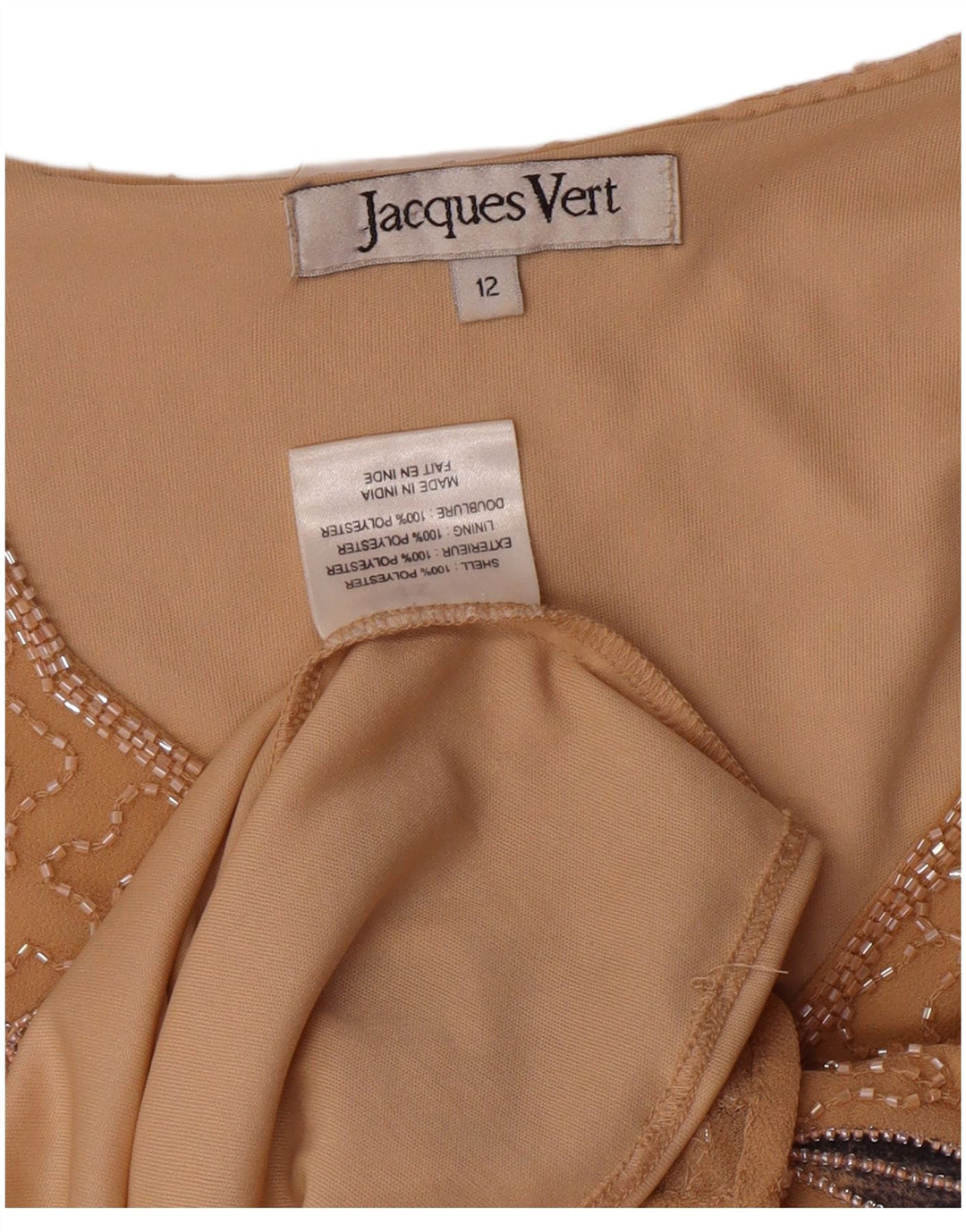 Jacques Vert Damen-Blusenoberteil UK 12 Medium Beige Floral Polyester